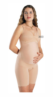 3033: Pregnancy body Suit, above knee, Extra Firm Support, Seamed Cup, Adjustable Straps, Open Crotch, Abdominal Support 3033: Body Modelador Maternidad, arriba de la rodilla, Extra Soporte Firm, Copa con costura, Tiras Ajustable, Abertura entre las piernas, Soporte Abdominal.